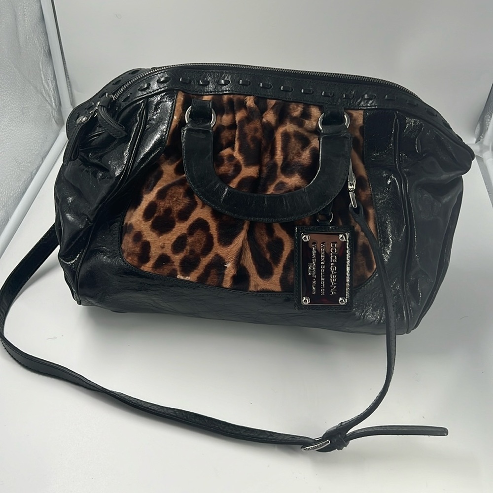 Dolce and Gabbana leather and ponyhair satchel.